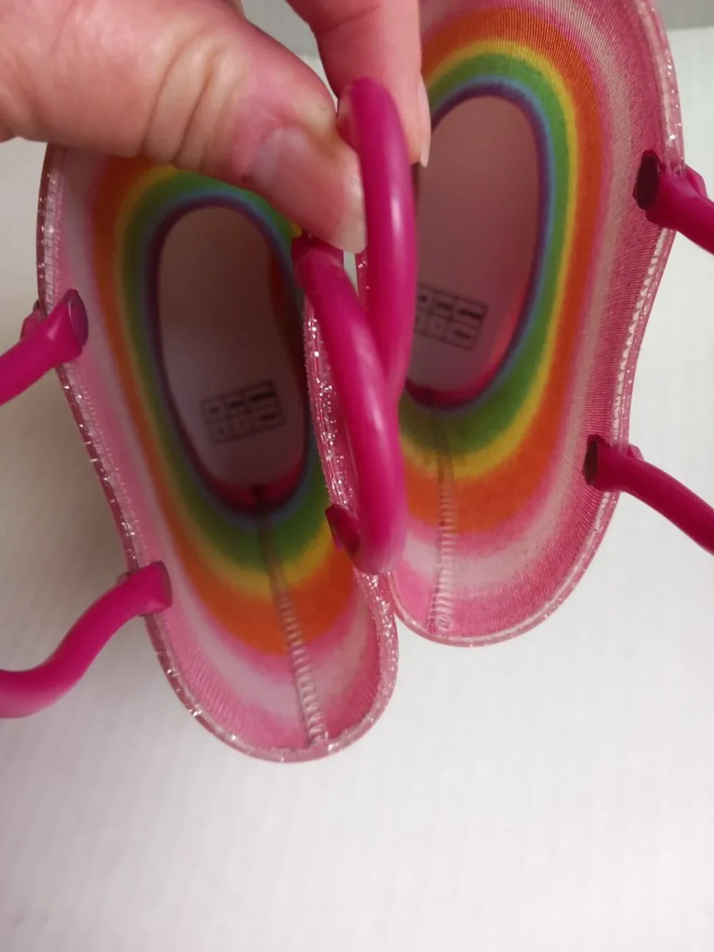 Toddler Size 7 - Rainbow Rain Boots with handles